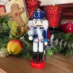Vintage 1987 Festive Nutcracker Solid Wood Hand Painted Christmas Ornament